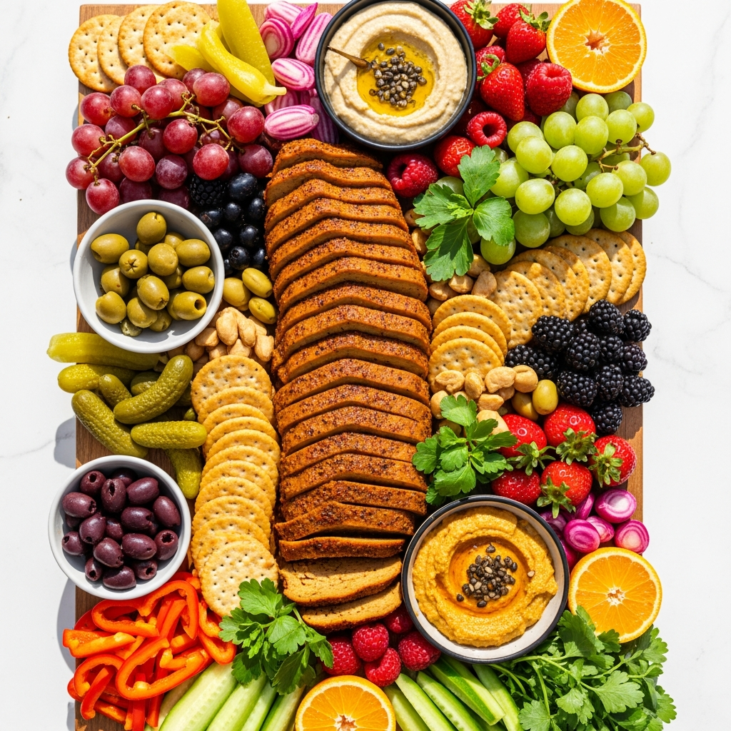 Charcuterie Board w thickly-sliced Seitan